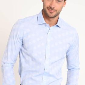 Lufian Erkek Gök Slim Fit Pagta Köýnek
