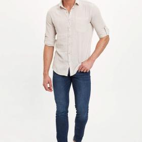 Defacto Gök Pagta-Elastan Erkek Slim Fit Jinsi