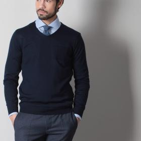 Ramsey Gara, gök Erkek Uzyn ýeňli Regular Fit Switer