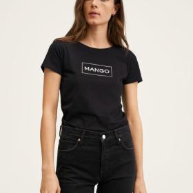 Mango чёрная женская футболка