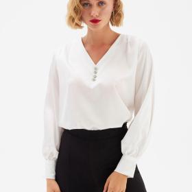 Sateen экрю женская блузка