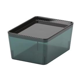Коробка с крышкой IKEA KUGGIS прозрачная черная 13х18х8 см