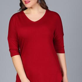 Curvy Trend gyzyl zenan bluzka