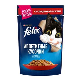 Felix uly ýaşly pişikler üçin - Sygyr eti želede 85 g
