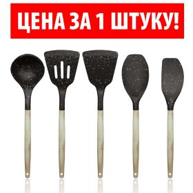 Кухонный половник лопатка силиконовые с деревянной ручкой