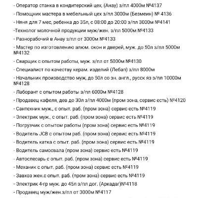 Вакансии. Täze boş iş orunlary
