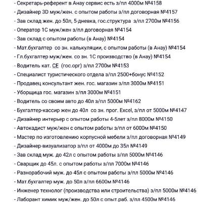 Täze boş iş orunlary. Вакансии