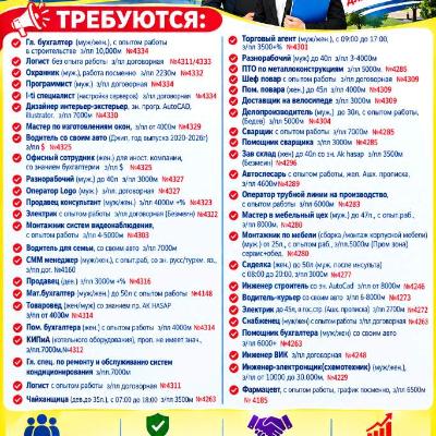 Iş we işgär hyzmaty. Вакансии