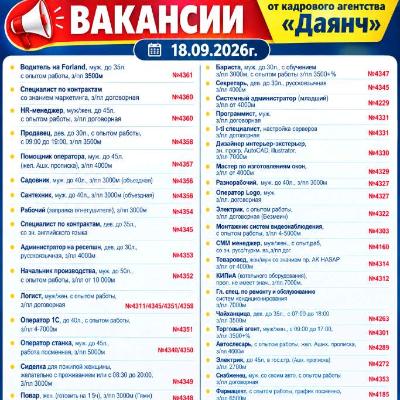 Iş we işgär hyzmaty. Вакансии