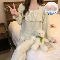 Длинный рукав Yunduo хлопок 690-3 зеленый с нагрудной подушечкой